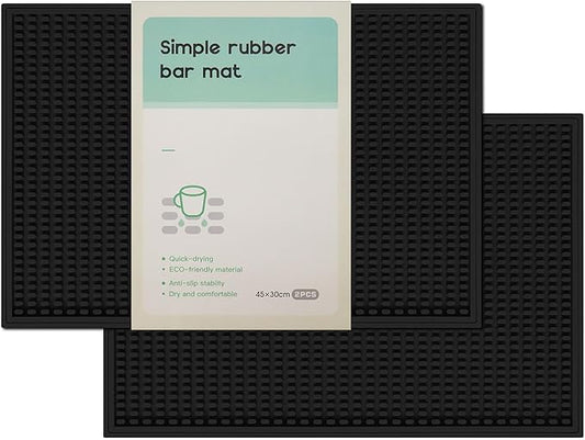 2 Pack Bar Mat, Home Bar Tool Drying Mats, Bar Accessories for The Home Bar Set 18''x12''（Black） for Bars, Outdoor Camping, Bar for Home