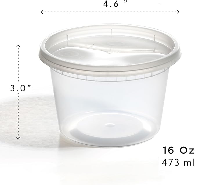 BINO | 16 Oz Deli Containers with Lids - 40 Pack | Food Storage Containers with lids | Freezer Safe, Microwaveable Plastic Containers with Lids for Meal Prep, Leftovers, Soups, Salads Takeout Catering