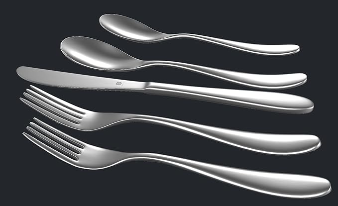 Matte Silverware Set, 18/10 Stainless Steel Satin Flatware, Modern Brushed Finish Cutlery, Dishwasher Safe & Durable, Built to Last (40-Piece, Marettimo)