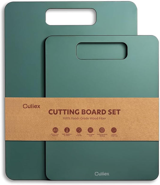 Wood Fiber Cutting Board 2-Pack, Composite Chopping Boards for Kitchen, Dishwasher Safe, Non-Toxic, High Density, Knife Friendly, BPA Free, Non-Slip Feet for Cutting Meat, Vegetables, Fruits