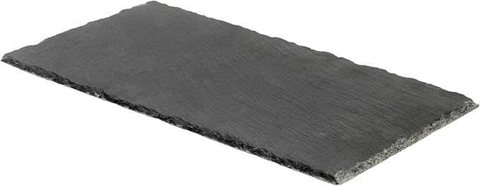 Restaurantware Slate Serving Trays 4 Pack of 15.7" x 7.8" Foam Feet Charcuterie Stone Plates Rustic Edges Freezable Black Serving Display Cheese Boards for Kitchen, Gourmet, Dining, Parties