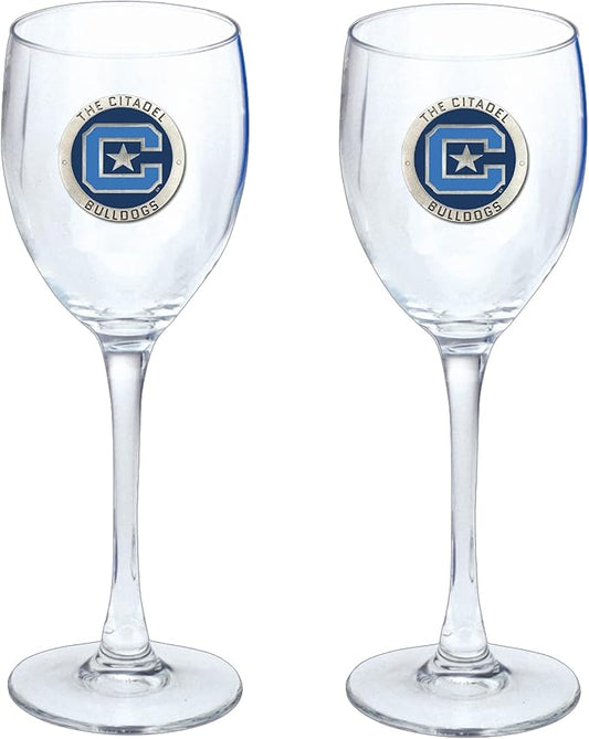 Heritage Pewter Citadel Glass Water Goblets – Set of 2 | 12 OZ Goblet Glasses | Expertly Crafted Pewter Glass