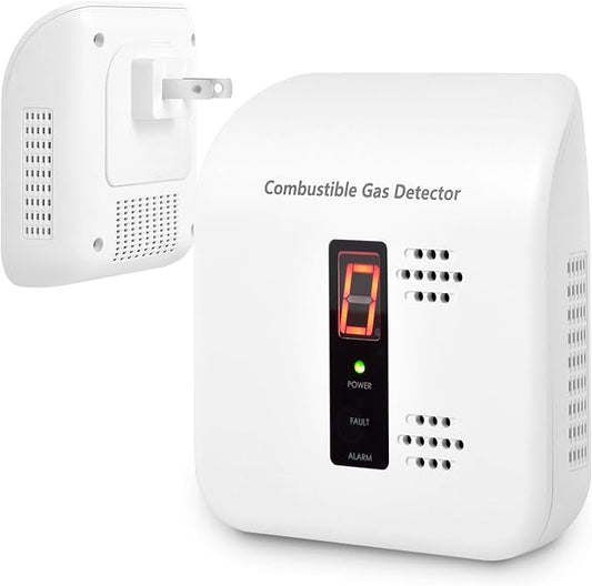 Gas Leak Detector, Plug-in Natural Gas Detector for Methane, LPG& Coal Gas Alarm in Home, Kitchen, RV, Camper, AC 110V-240V, – 1 Pack (White)