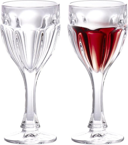 KAMMAK Wine Glasses Set of 2, 4.6 oz Hand Blown Crystal Bordeaux Wine Glasses, Thin Rim & Long Stem, Perfect for Red & White, Daily Use, Wedding Anniversary or Birthday Gift with Gift Box, Safari