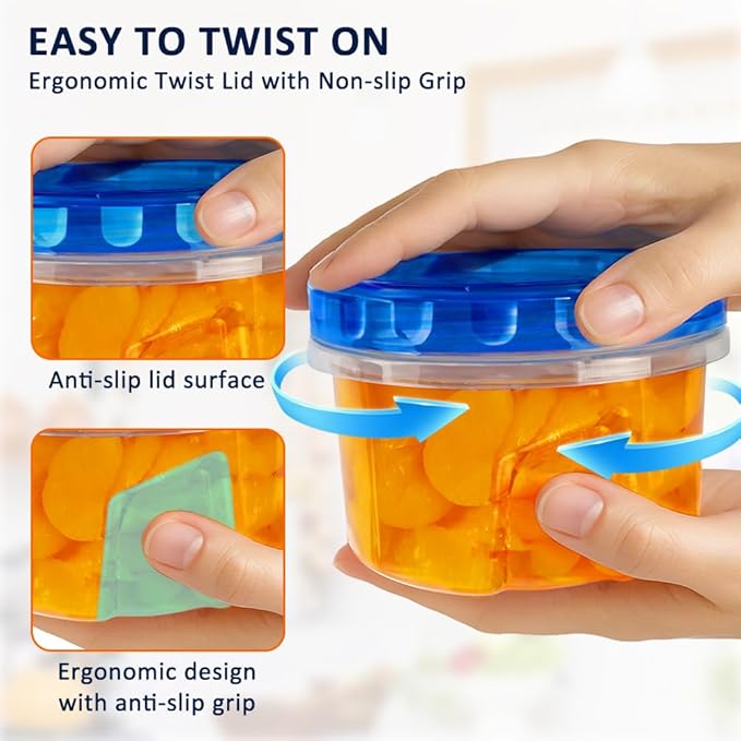 10 Pack 17oz Reusable Freezer Storage Containers with Twist Top Lids Airtight, Clear Plastic Food Storage Meal Prep Containers for Leftover Lunch Fruit Salad Oats, Small Soup Container Microwave Safe