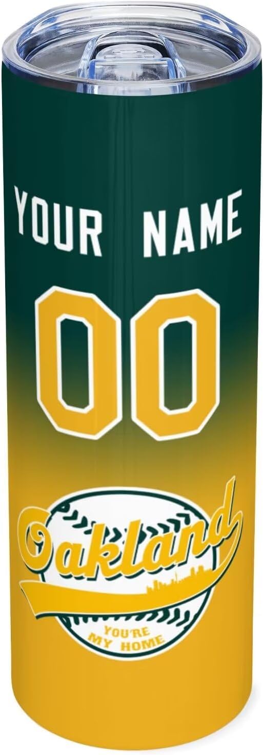 Custom Tumbler Stainless Steel Cup Personalized Baseball Vacuum Insulation Travel Mug Add Your Name Number Fans Gift for Baseball Fans