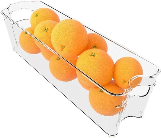 Fridge Fruit Storage Containers Stackable Fruit And Vegetable Storage For Refrigerator - Pantry Bins With Handle - Clear Plastic, BBA-free, 14.8" W x 4.1" D x 3.7" H
