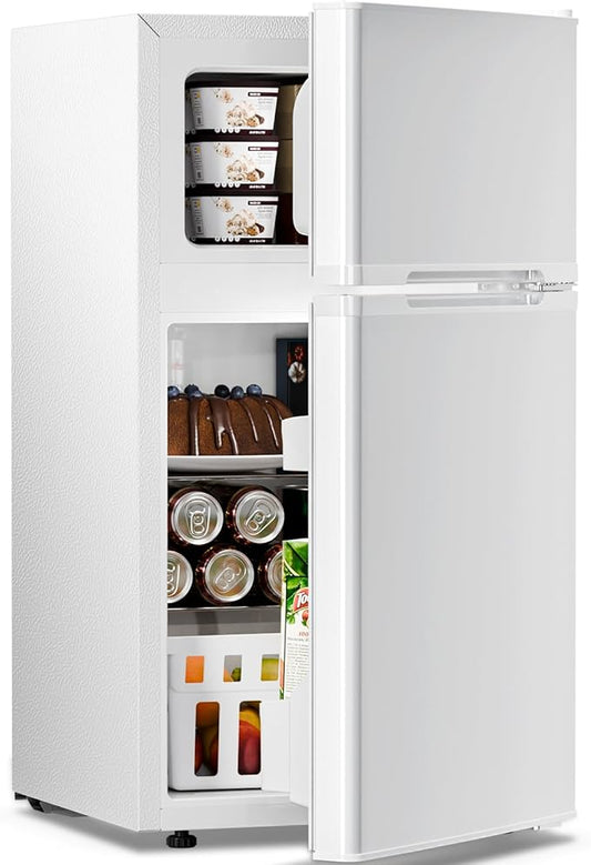 Antarctic Star 3.2 Cu.Ft,Compact Refrigerator,Mini Refrigerator with Freezer,Dual Temperature Fridge,Adjustable Thermostat,for Bedroo/Office/Dorm/Kitchen(white)