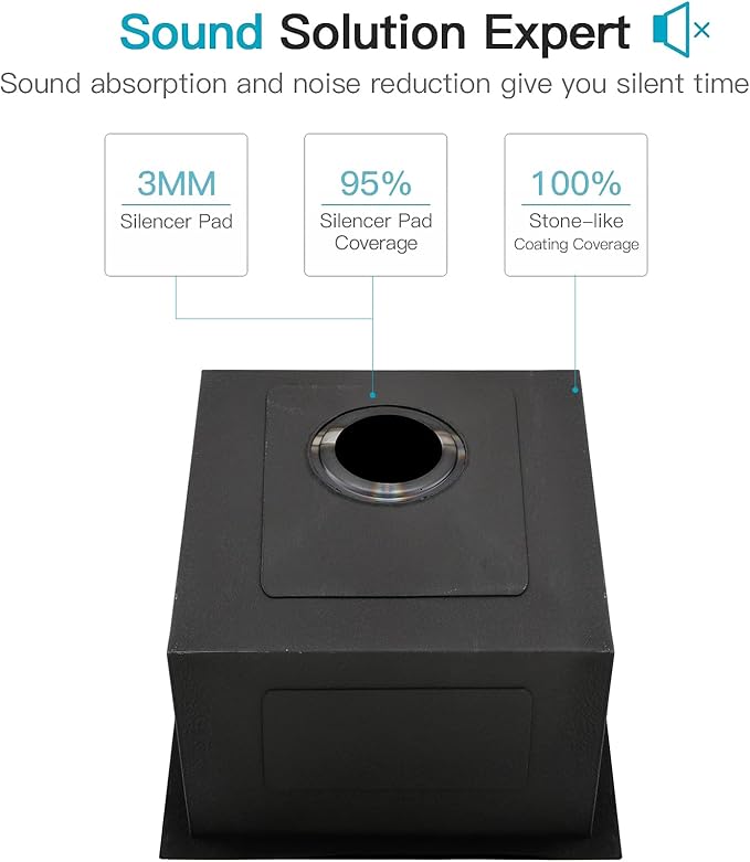 15 Black Drop In Kitchen Bar Sink, ZDHHT 15 x 18 x 10 Inches 16 Gauge T304 Black Stainless Steel Topmount Small Kitchen Sink Bar Prep Outdoor Sink RV Sink