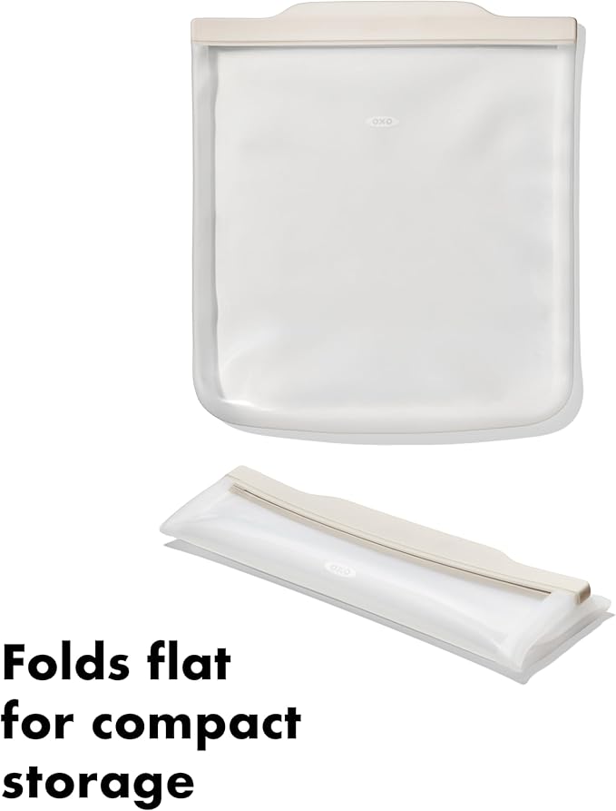 OXO Good Grips Silicone Reusable Bag – Gallon Bag (128 oz) - Oat