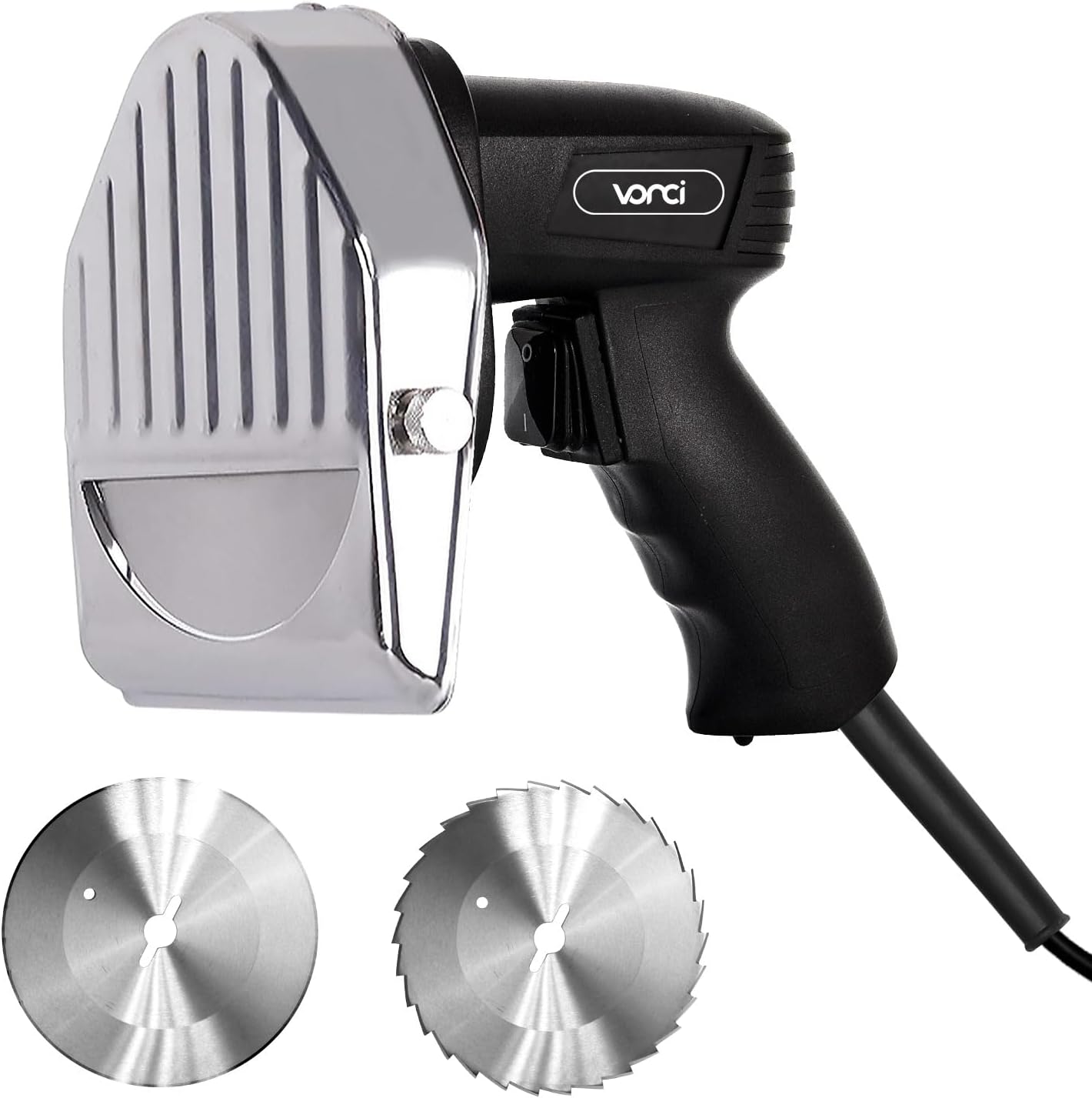 VONCI 80W Commercial Gyro Cutter, Electric Shawarma Knife, Doner Kebab Meat Slicer With 2 Blades, 2600 RPM, 0-8mm Adjustable Thickness, Powerful Turkish Grill Machine.