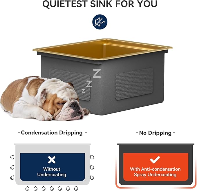 Lordear Gold Undermount Bar Sink 15x18x9 Inch Kitchen Sink Workstation 16 Gauge Stainless Steel Small Single Bowl