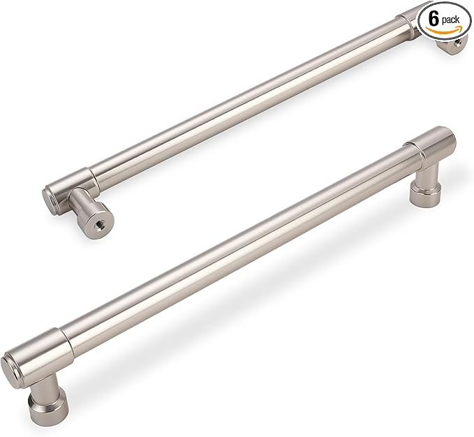 6 Pack Brushed Satin Nickel Cabinet Pulls 12.6 Inch(320mm) Hole Centers Kitchen Cabinet Handles Drawer Pulls