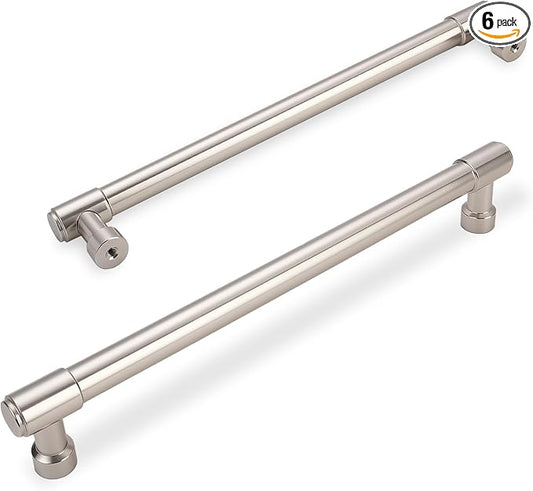 6 Pack Brushed Satin Nickel Cabinet Pulls 12.6 Inch(320mm) Hole Centers Kitchen Cabinet Handles Drawer Pulls