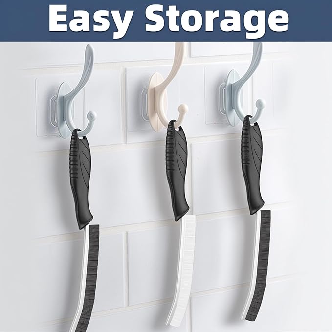 Hard Bristle Crevice Cleaning Brush - Cleaning Supplies - Grout Cleaning Brushes for Household Use - Crevice Cleaning Tool for Bathroom, Home and Kitchen (5, Black)