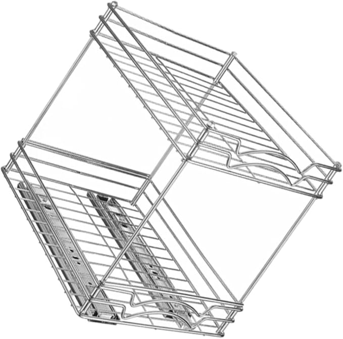 Healifty Heavy Duty Double Pull Out Spice Organizer Rack Slide Out Kitchen Countertop Storage Stand Metal Construction Space-saving Seasoning Holder for Cabinet and Home Use