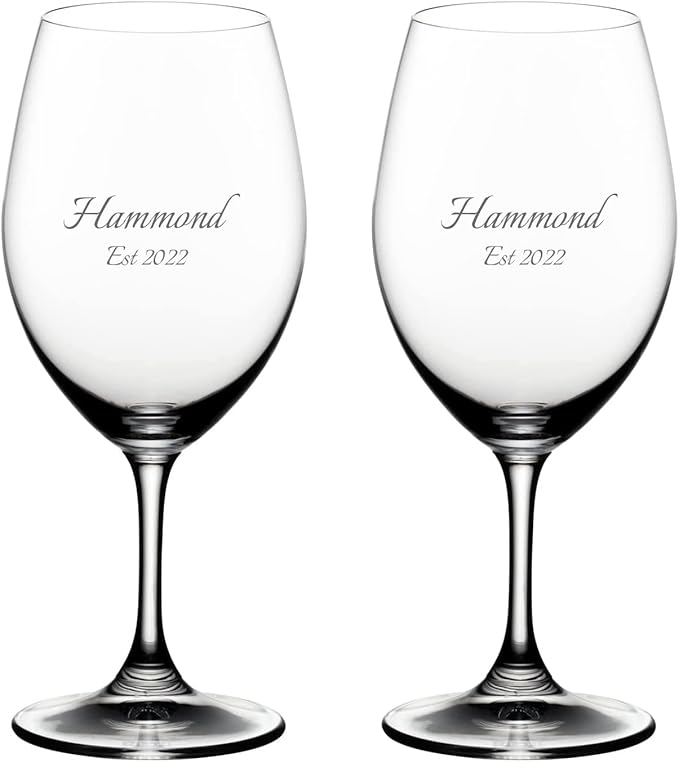 Riedel Personalized Ouverture Red Wine Glasses, Set of 2 Custom Engraved 12oz Crystal Wine Glasses for Cabernet, Merlot, Gift for Wine Lovers