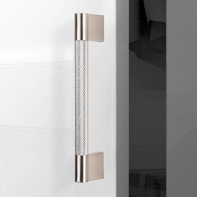 10 Pack 5 inch(128mm) Brushed Satin Nickel Kitchen Cabinet Handles Knurled Cabinet Pulls Drawer Pulls Kitchen Hardware