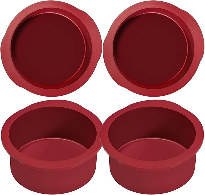 Nalchios 4 Inch Silicone Round Cake Pans Set of 4, Non-stick Easy Releasing Mini Cake & Pizza Pans, Flexible BPA Free Silicone Baking Mold for Layer, Mini & Cheese Cake