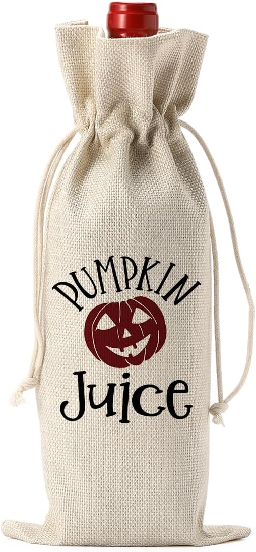 Funny Halloween Wine Bag Halloween Decor Halloween Birthday Party Decorations Halloween Birthday Gifts for Women Men Her Friends Holiday Gift Bag Pumpkin Juice Wine Bag