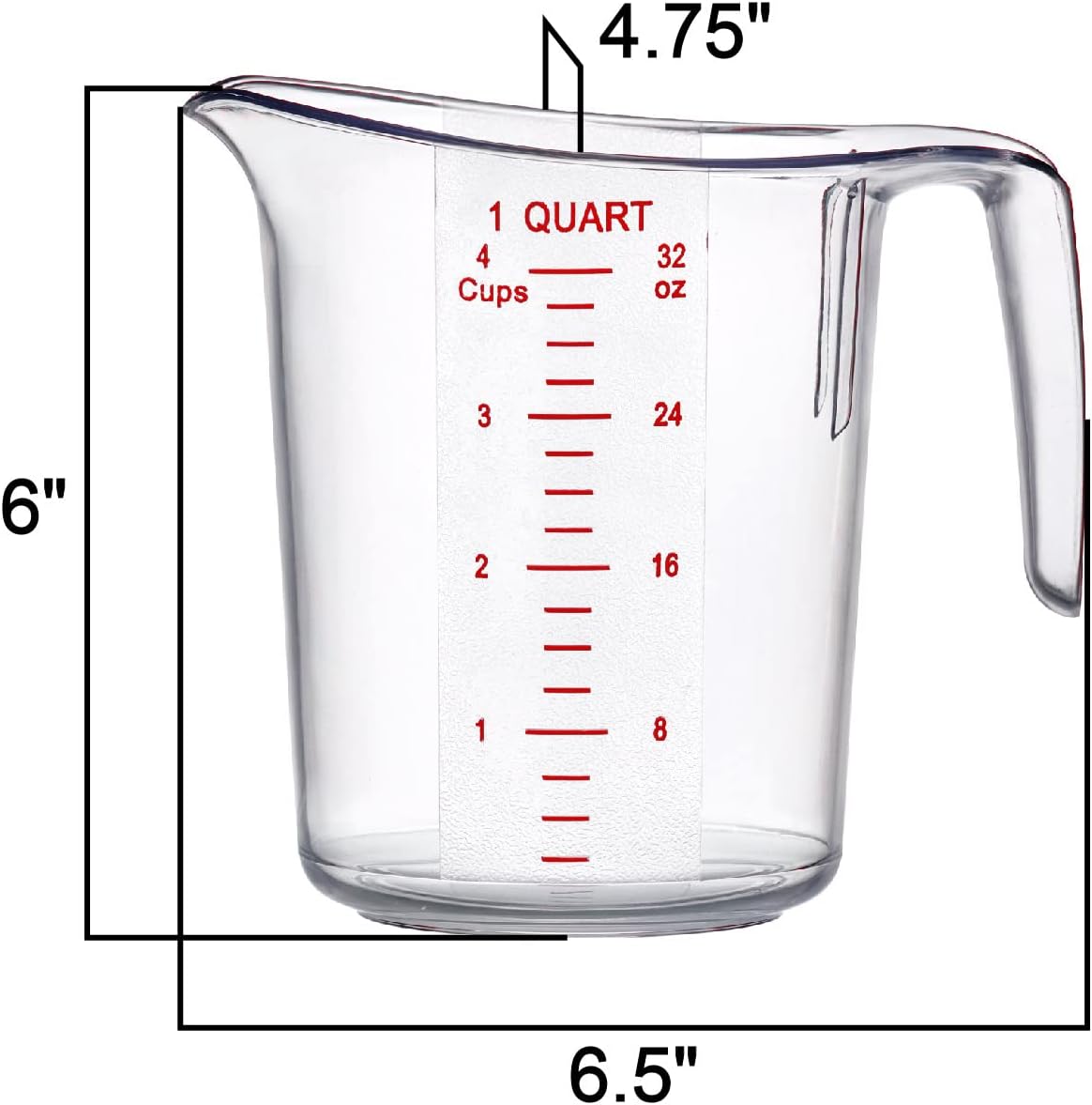 Amazing Abby - Melissa - 32-Ounce Plastic Measuring Pitcher (2-Pack), 4-Cup (1-Quart) Food-Grade Measuring Jug, Unbreakable, Stackable, Dishwasher-Safe, Great for Oil, Vinegar, Flour, and More