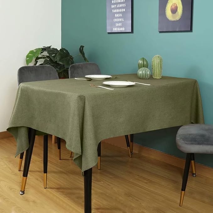 Table Cloth Rectangle Table Cover 57x118 Inches Faux Linen Wrinkle Free and Waterproof Moss Green Rectangle Tablecloth for Kitchen Dining Party Buffet Wedding