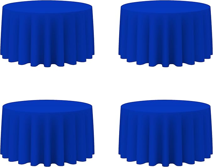 BRILLMAX 4 Pack Royal Blue Round Tablecloths 120 Inch - Circle Bulk Linen Polyester Fabric Washable Table Cloth Cover for Wedding Reception Banquet Birthday Party Buffet Restaurant