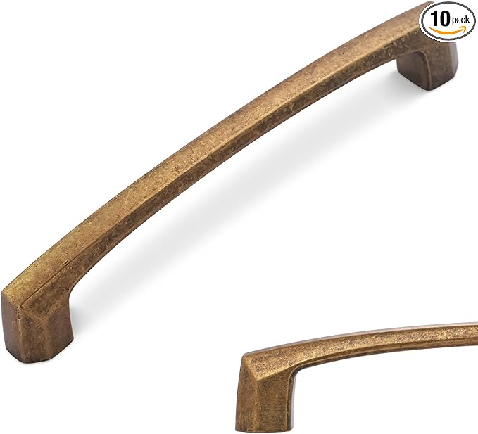 10 Pack 6-1/4 Inch(160mm) Kitchen Cabinet Handles Antique Brass Cabinet Pulls Vintage Drawer Pulls Aged Kitchen Hardware