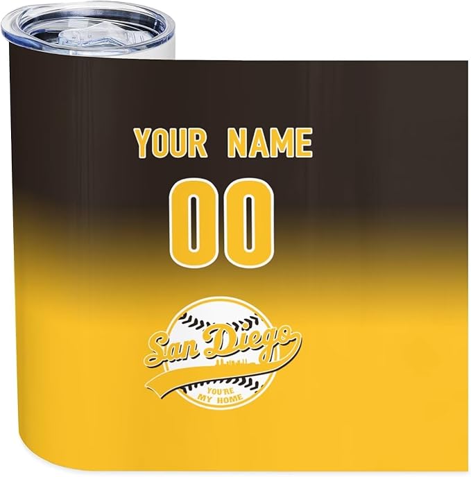 Custom Tumbler Stainless Steel Cup Personalized Baseball Vacuum Insulation Travel Mug Add Your Name Number Fans Gift for Baseball Fans