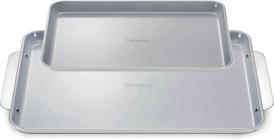 Caraway Non-Stick Ceramic Baking Sheet Duo - Naturally Slick Ceramic Coating - Non-Toxic, PTFE & PFOA Free - 18 x 13" Large & 15 x 10" Medium - Gray