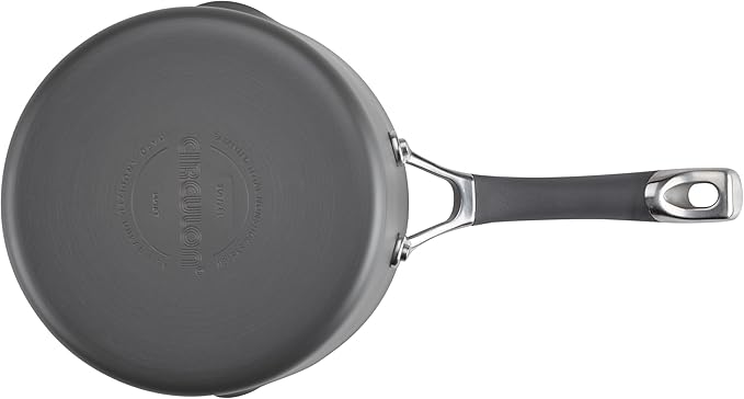 Circulon Radiance Hard-Anodized Nonstick Straining Saucepan, 3-Quart, Gray