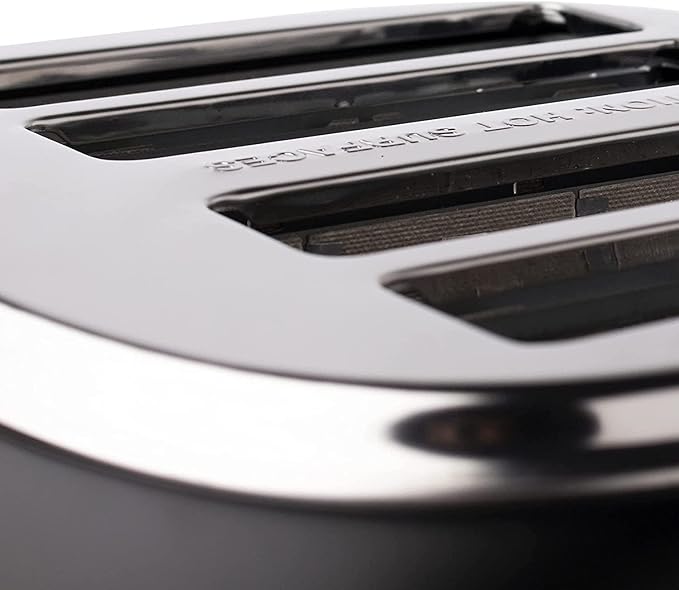 HADEN Heritage 4-Slice Toaster with Extra Wide Slots, 1500-Watt, Black & Copper - Retro Stainless Steel Design with Self-Centering Function, Adjustable Browning Control & Removable Crumb Tray