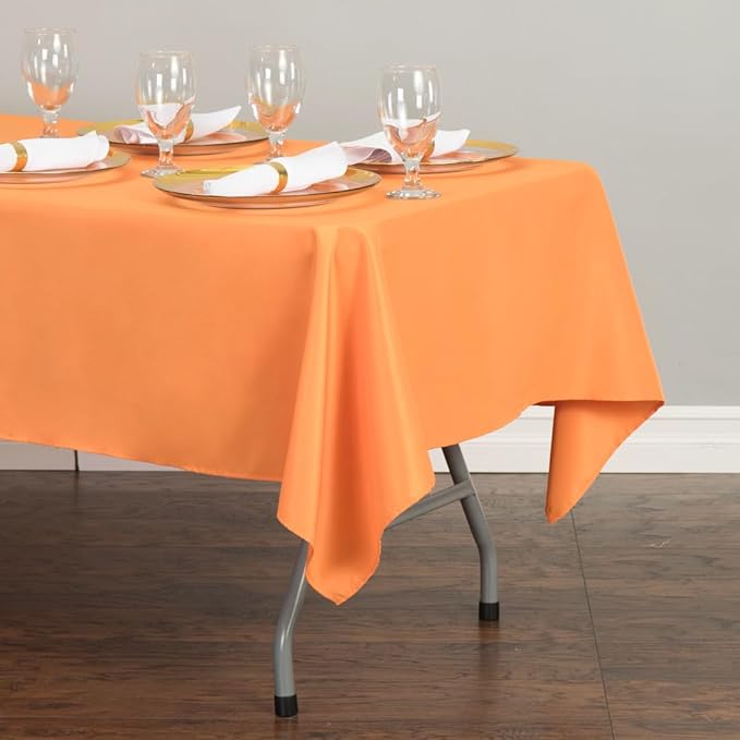 LinenTablecloth 60 x 126-Inch Rectangular Polyester Tablecloth Pumpkin