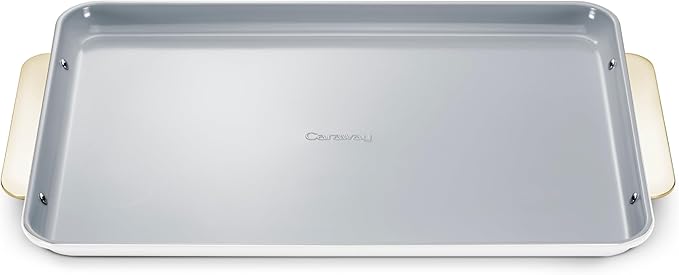 Caraway Non-Stick Ceramic Baking Sheet - Naturally Slick Ceramic Coating - Non-Toxic, PTFE & PFOA Free - Perfect for Baking, Roasting, and More - Large (18" x 13") - White