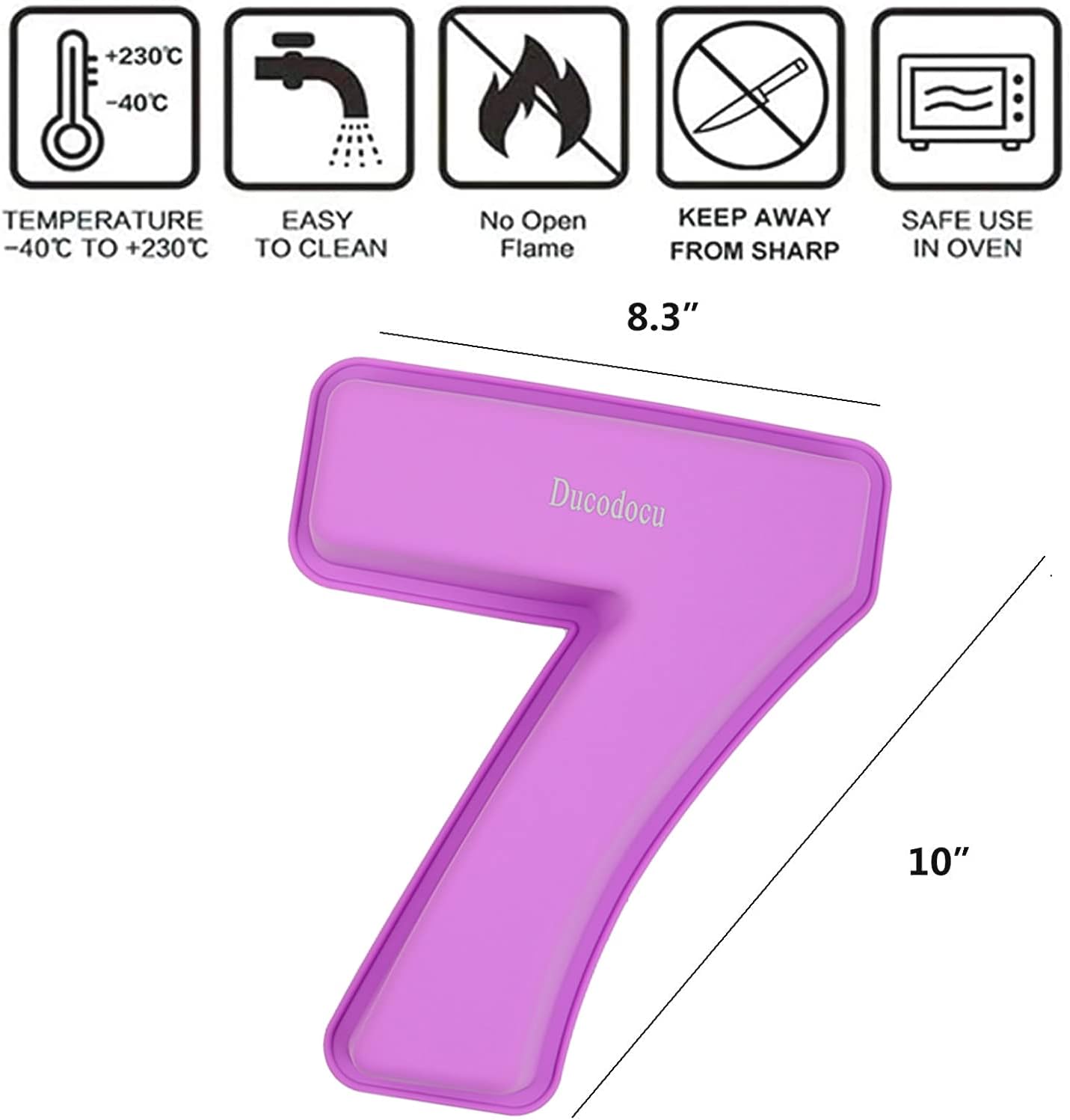 Ducodocu Large Silicone Number Cake Mould 3D Novelty Cake Pan DIY Baking Mold for Birthday Anniversary Number of 7