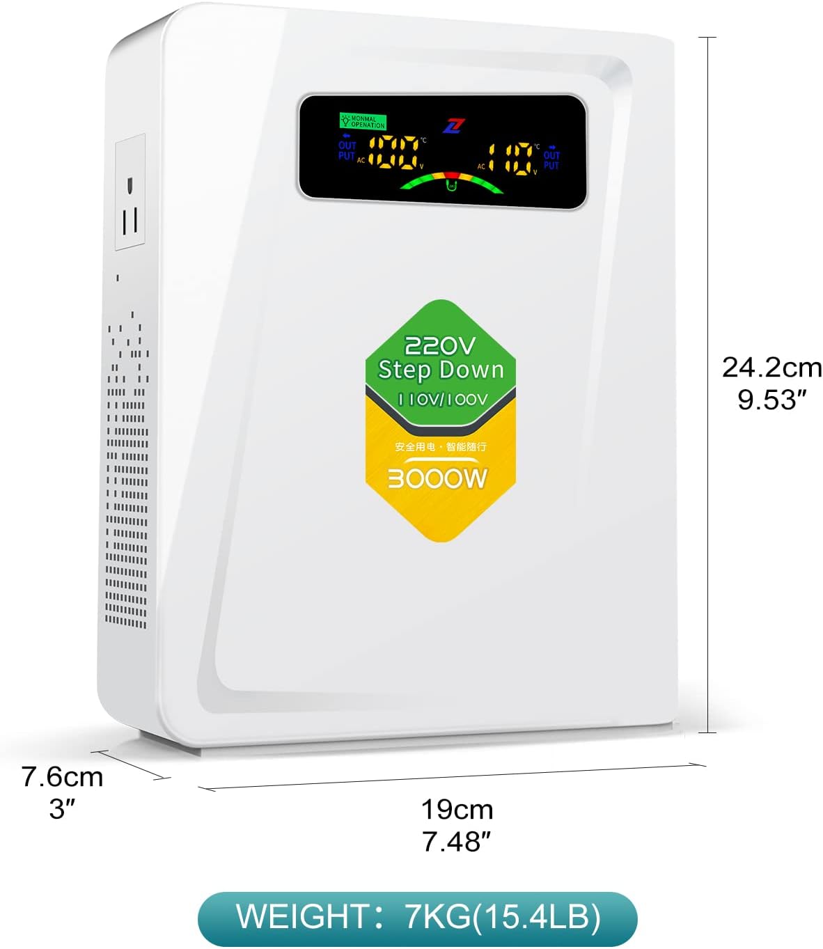 Power Converters 220v to 110v Step Down Transformer Voltage 3000w, No Noise, Ten Protection Functions, Suit for Air Fryer, Coffee Maker,for US Appliance Used in Europe