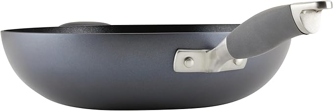 Anolon Advanced Home Hard Anodized Nonstick Pan, Stir Fry w/Helper Handle (12"), Moonstone