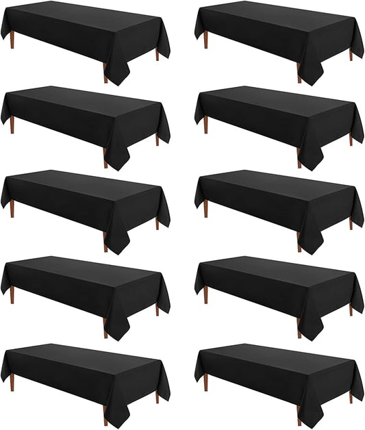 VidaFete Tablecloth 60 * 120inch 10pack Rectangle Table Cloth Polyester, Stain Wrinkle Resistant Dining Table Cover for Kitchen Dinning Party Wedding Rectangular Tabletop Buffet Decoration(Black)