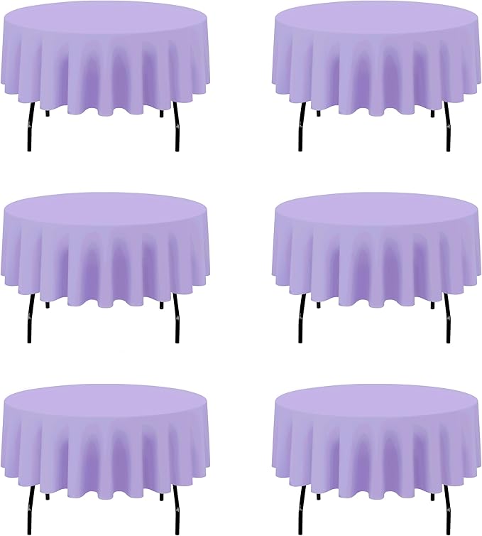 BRILLMAX 6 Pack Lavender Round Tablecloths 90 Inch - Circle Bulk Linen Polyester Fabric Washable Table Cloth Cover for Wedding Reception Banquet Birthday Party Buffet Restaurant
