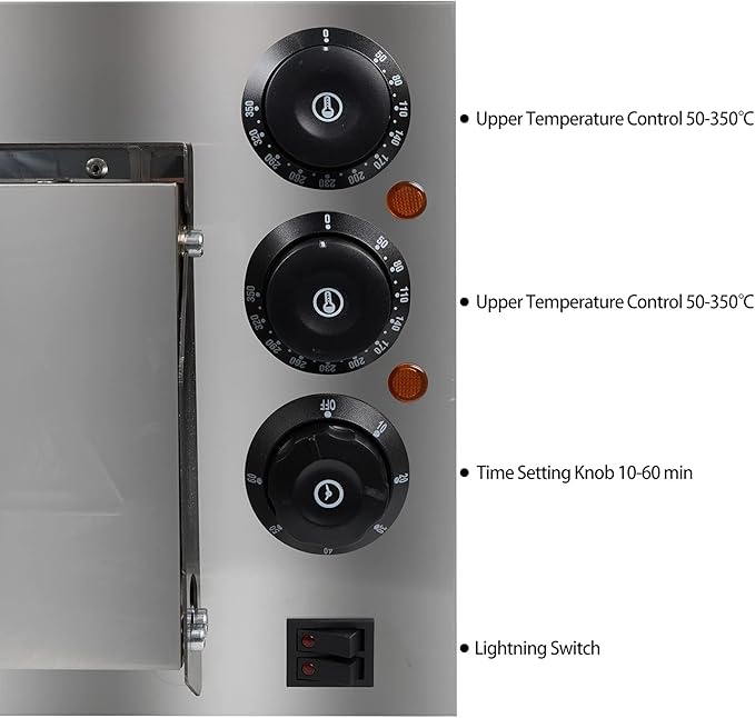 ZXMT Commercial Pizza Oven 2000W Stainless Steel Pizza Oven Countertop 110V Electric Pizza and Snack Oven Deluxe Pizza and Multipurpose Oven for Restaurant Home Pizza Pretzels Baked Dishes