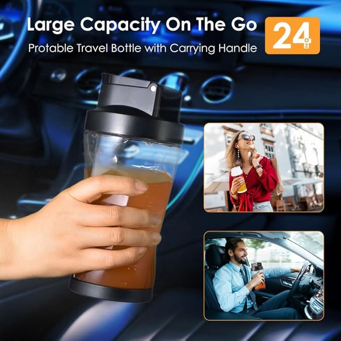 Personal Blender Wireless 24oz Cordless Mini 360 Watt Portable Blender-for Smoothies Freshly Squeezed Juices 6000mAh Self Cleaning and BPA Free Portable Juicer with 6 Sharp Blade Carbon Black