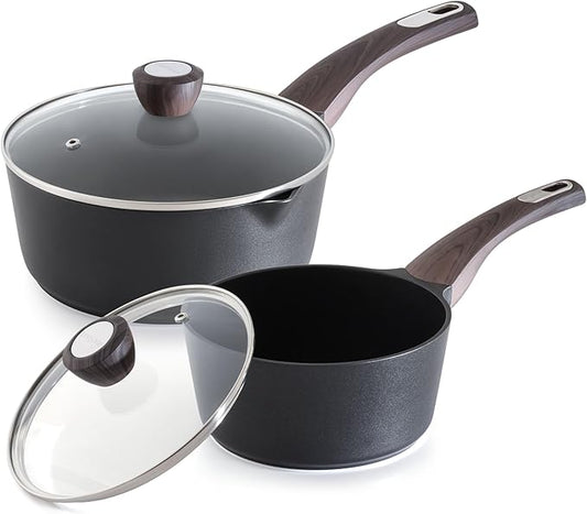 SENSARTE 2.0 & 3.0 Quart Sauce Pan Sets with Lid, Cooking Pots Set, Nonstick Saucepan Set with Pour Spout, Small Kitchen Pot, Non toxic Saucepot, Induction Comptable, Easy to Clean, PFOA Free