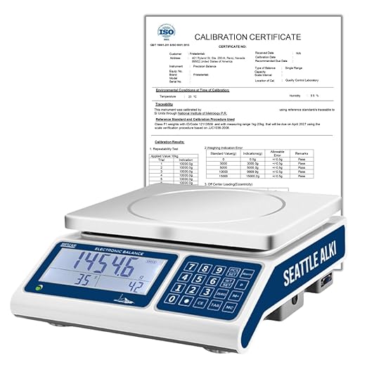 Seattle Alki Scientific Counting Scale | 30 kg x 0.5 g | Industrial Counting Scale for Small Parts | USA Company | Units: g, lbs, oz, kg (30 kg x 0.5 g + Calibration Certificate)