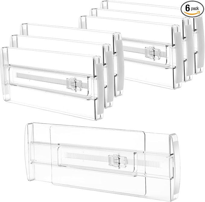 6 Pack Drawer Dividers for Clothes, 4" High 10"-17" Adjustable Drawer Dividers Expandable Dresser Drawer Organizer, Clear Drawer Separators for Clothes, Underwear, Cosmetic, Kitchen Utensils Storage