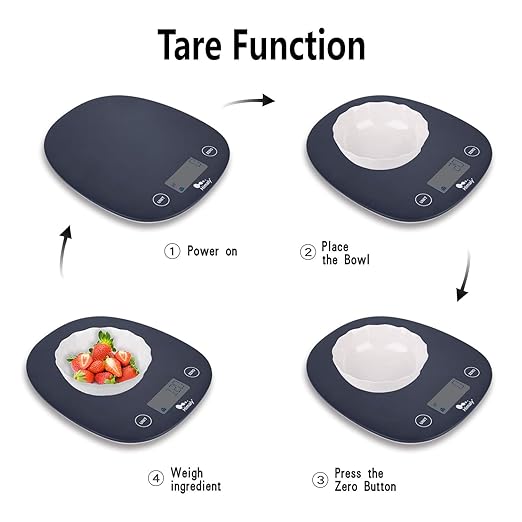 Digital Food Scale, 11 lbs/5kg Multifunction Kitchen Scale Measures in 4 Units for Cooking and Baking, Lightweight Food Liquid Scale with Easy Reading LCD Display