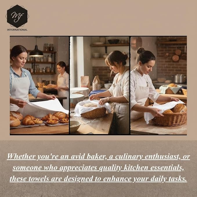 MF Premium White Flour Sack Towels 12-Pack, 28x28 Inch – 100% Cotton Kitchen Tea Towels for Baking, Cleaning, Cooking & Drying – Ultra Soft, Lint-Free, Absorbent & Reusable Dish Cloths