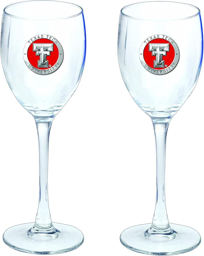 Heritage Pewter Texas Tech Red Raiders Glass Goblets – Set of 2 | 12 OZ Goblet Wine Glasses | Expertly Crafted Pewter Glass