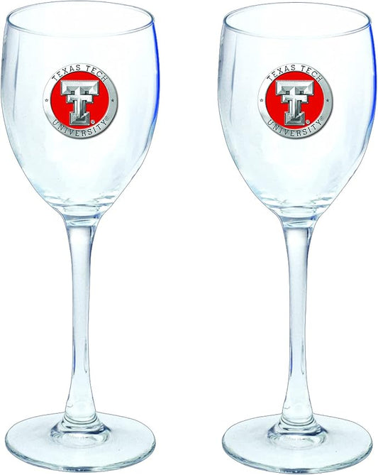 Heritage Pewter Texas Tech Red Raiders Glass Goblets – Set of 2 | 12 OZ Goblet Wine Glasses | Expertly Crafted Pewter Glass