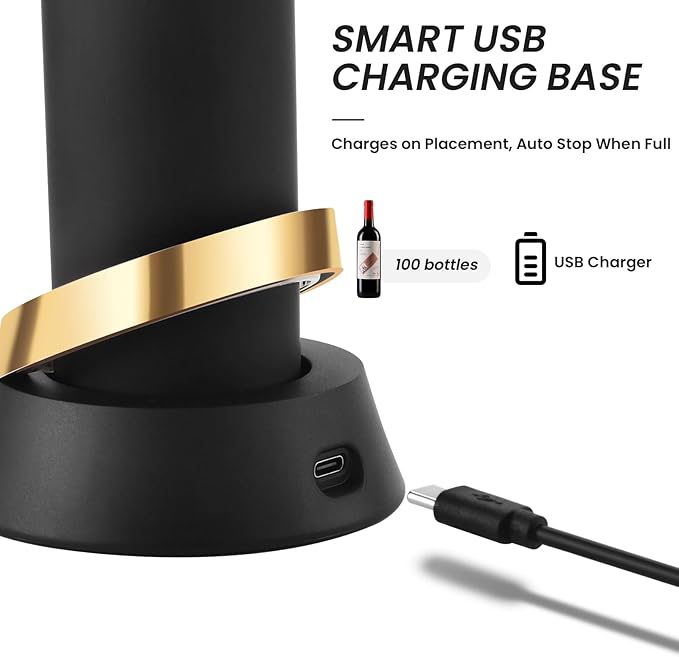 Electric Wine Bottle Opener with Charging Base & Built-in Foil Cutter – Rechargeable Intelligent Touch-Activated Automatic Corkscrew – Luxury Christmas Wine Gifts for Women, Men, Seniors