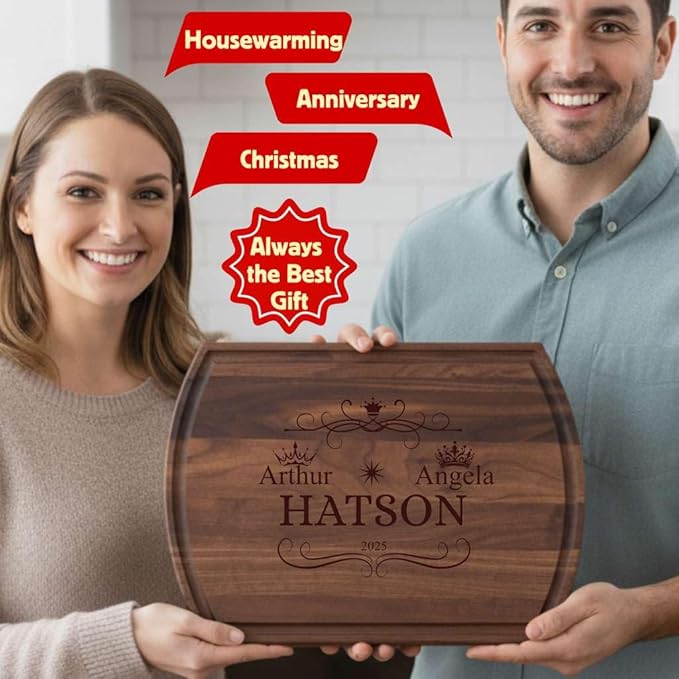 Personalized Engraved Cutting Board, Customized Wood Charcuterie Board, Customized Housewarming and Anniversary Present for Couples, Best Custom Wedding Gift, Bridal Shower and Engagement Present Idea